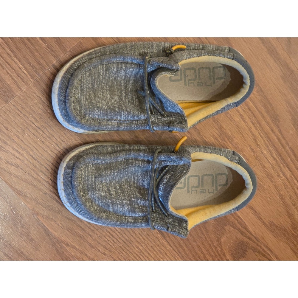Hey Dude Wally Youth Grey Marl Stretch Slip On Loafers Shoes Kids Size K11 EU 30